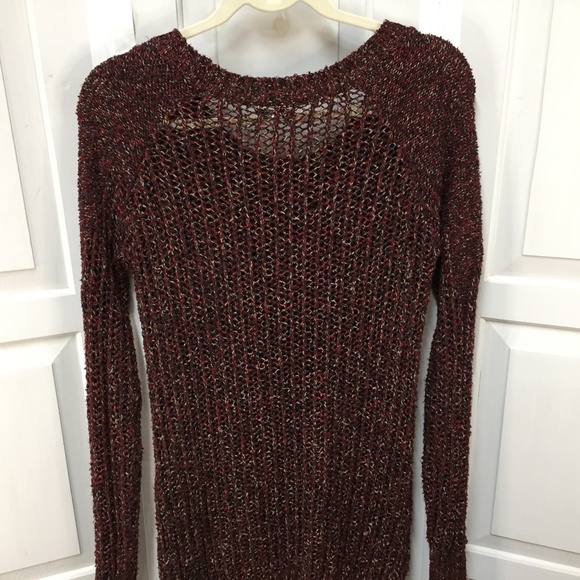 Buffalo David Bitton Red Open Knit Sweater w/ Subtle Sparkle - Picture 12 of 16